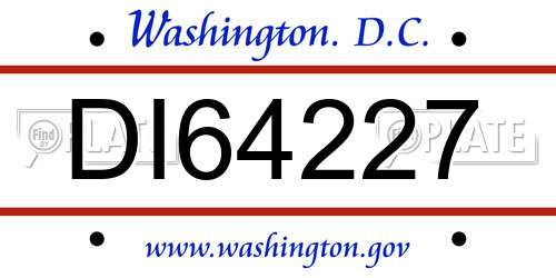 DI64227 District Of Columbia License Plate