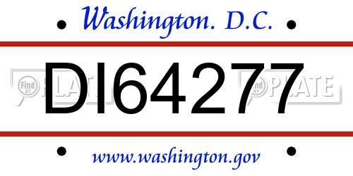 DI64277 District Of Columbia License Plate