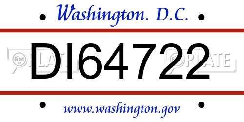 DI64722 District Of Columbia License Plate