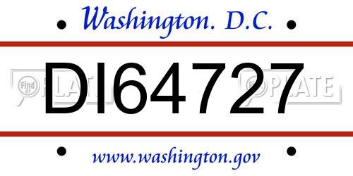 DI64727 District Of Columbia License Plate