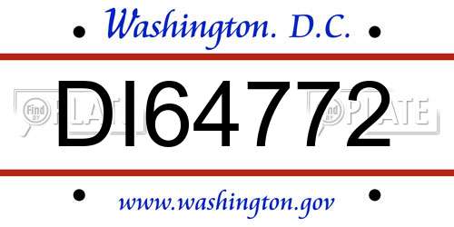 DI64772 District Of Columbia License Plate