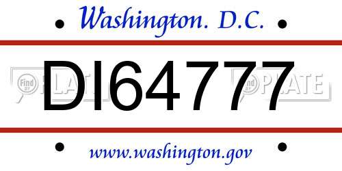 DI64777 District Of Columbia License Plate