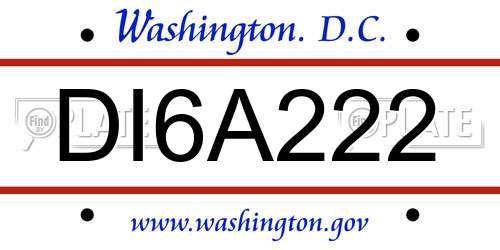 DI6A222 District Of Columbia License Plate