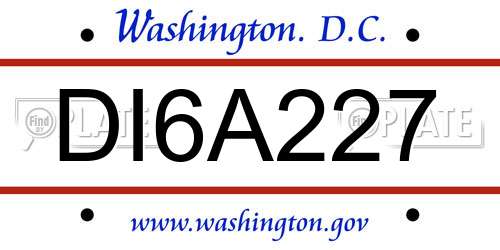 DI6A227 District Of Columbia License Plate