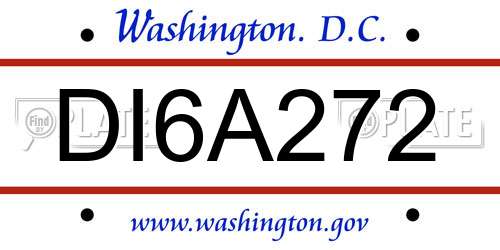 DI6A272 District Of Columbia License Plate