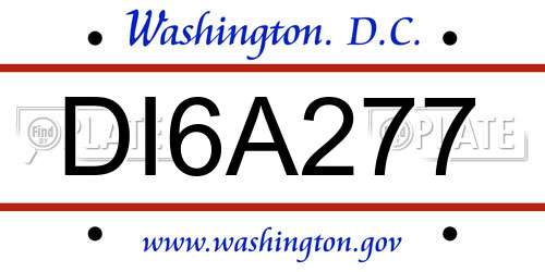 DI6A277 District Of Columbia License Plate