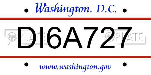 DI6A727 District Of Columbia License Plate
