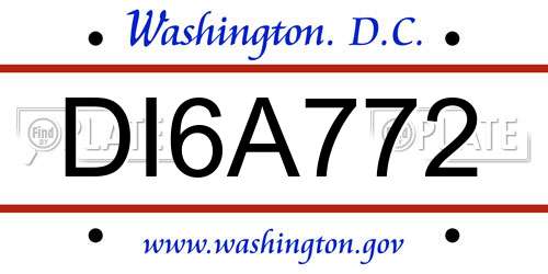 DI6A772 District Of Columbia License Plate