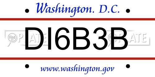 DI6B3B District Of Columbia License Plate