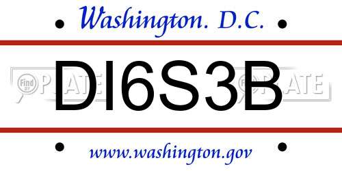 DI6S3B District Of Columbia License Plate