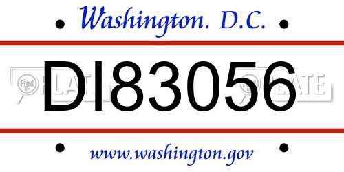 DI83056 District Of Columbia License Plate