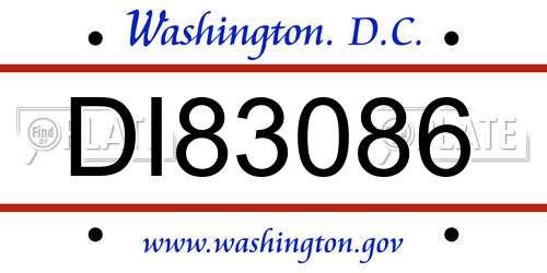 DI83086 District Of Columbia License Plate