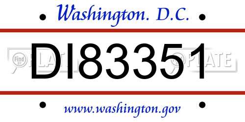 DI83351 District Of Columbia License Plate