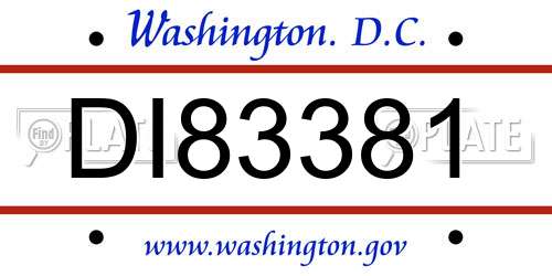 DI83381 District Of Columbia License Plate