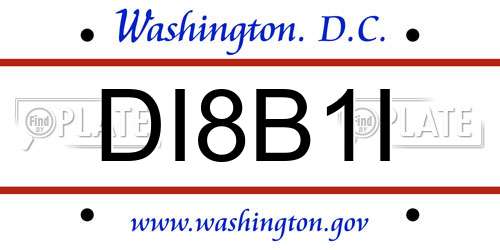 DI8B1I District Of Columbia License Plate