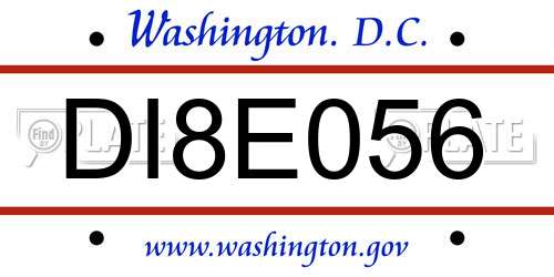 DI8E056 District Of Columbia License Plate