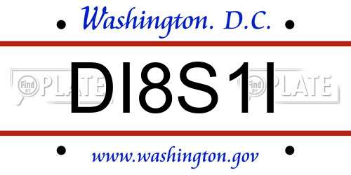 DI8S1I District Of Columbia License Plate