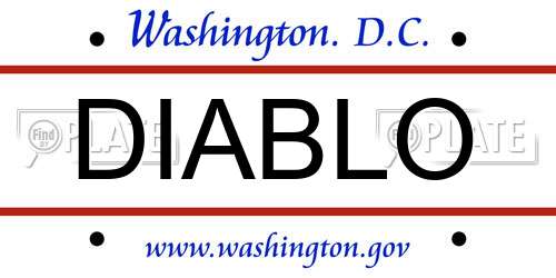 DIABLO District Of Columbia License Plate