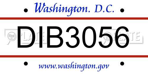 DIB3056 District Of Columbia License Plate