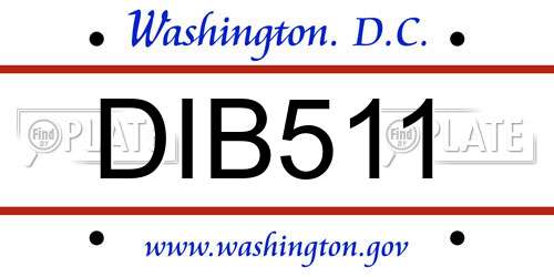 DIB511 District Of Columbia License Plate