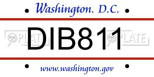 DIB811 District Of Columbia License Plate