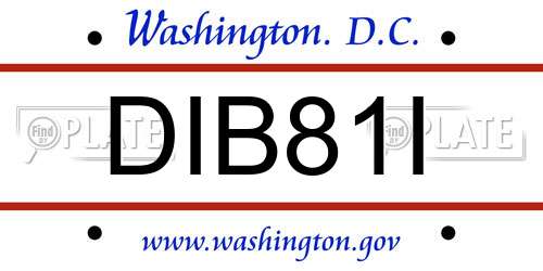 DIB81I District Of Columbia License Plate
