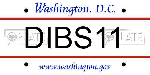 DIBS11 District Of Columbia License Plate