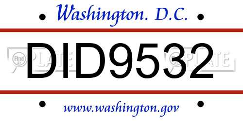 DID9532 District Of Columbia License Plate