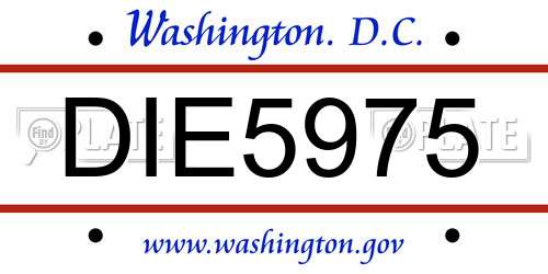 DIE5975 District Of Columbia License Plate