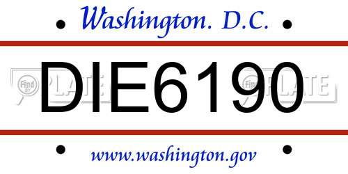 DIE6190 District Of Columbia License Plate