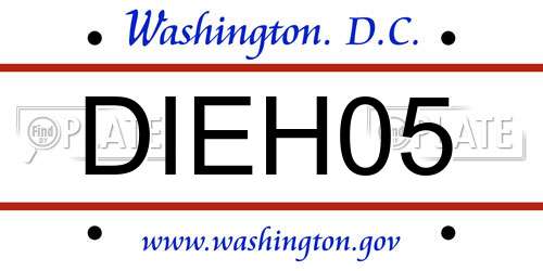 DIEH05 District Of Columbia License Plate