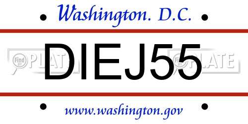 DIEJ55 District Of Columbia License Plate