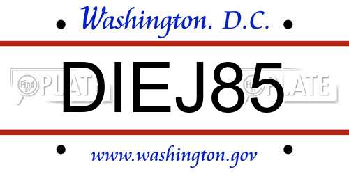DIEJ85 District Of Columbia License Plate
