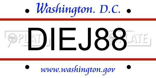 DIEJ88 District Of Columbia License Plate