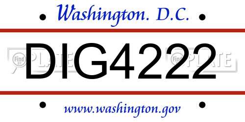 DIG4222 District Of Columbia License Plate