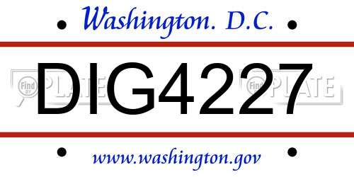 DIG4227 District Of Columbia License Plate