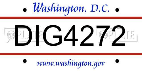 DIG4272 District Of Columbia License Plate
