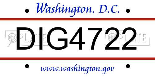 DIG4722 District Of Columbia License Plate