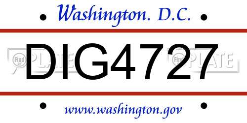 DIG4727 District Of Columbia License Plate
