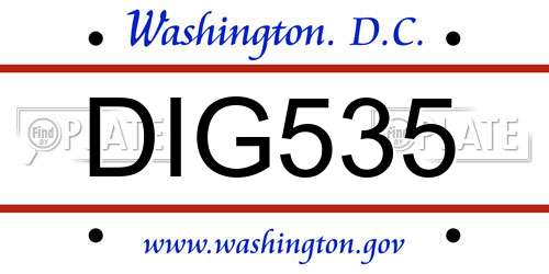 DIG535 District Of Columbia License Plate
