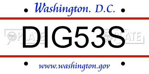 DIG53S District Of Columbia License Plate