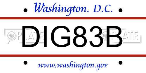 DIG83B District Of Columbia License Plate