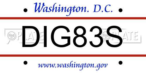 DIG83S District Of Columbia License Plate