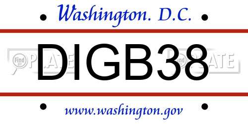 DIGB38 District Of Columbia License Plate