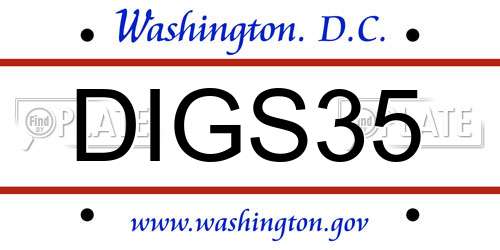 DIGS35 District Of Columbia License Plate