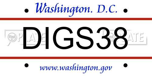 DIGS38 District Of Columbia License Plate