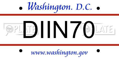 DIIN70 District Of Columbia License Plate