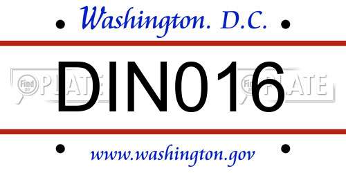 DIN016 District Of Columbia License Plate