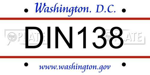 DIN138 District Of Columbia License Plate