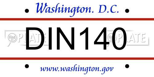 DIN140 District Of Columbia License Plate